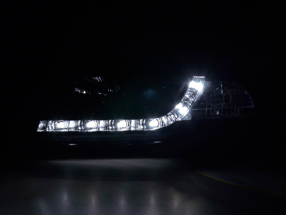 Scheinwerfer Set Daylight LED Tagfahrlicht Audi A4 B5 8D 99-01 schwarz Scheinwerfer Set Daylight LED Tagfahrlicht Audi A4 B5 8D 99-01 schwarz